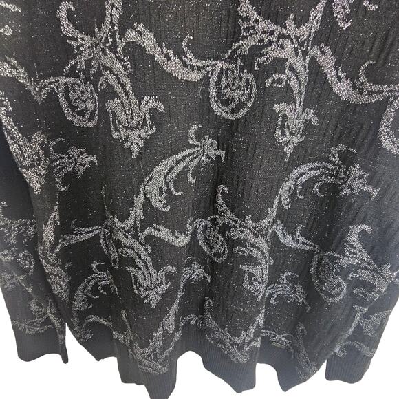 Barabas Mens Metallic Floral Turtleneck Sweater Size XL Whimsigoth Indie Grunge - Picture 4 of 11